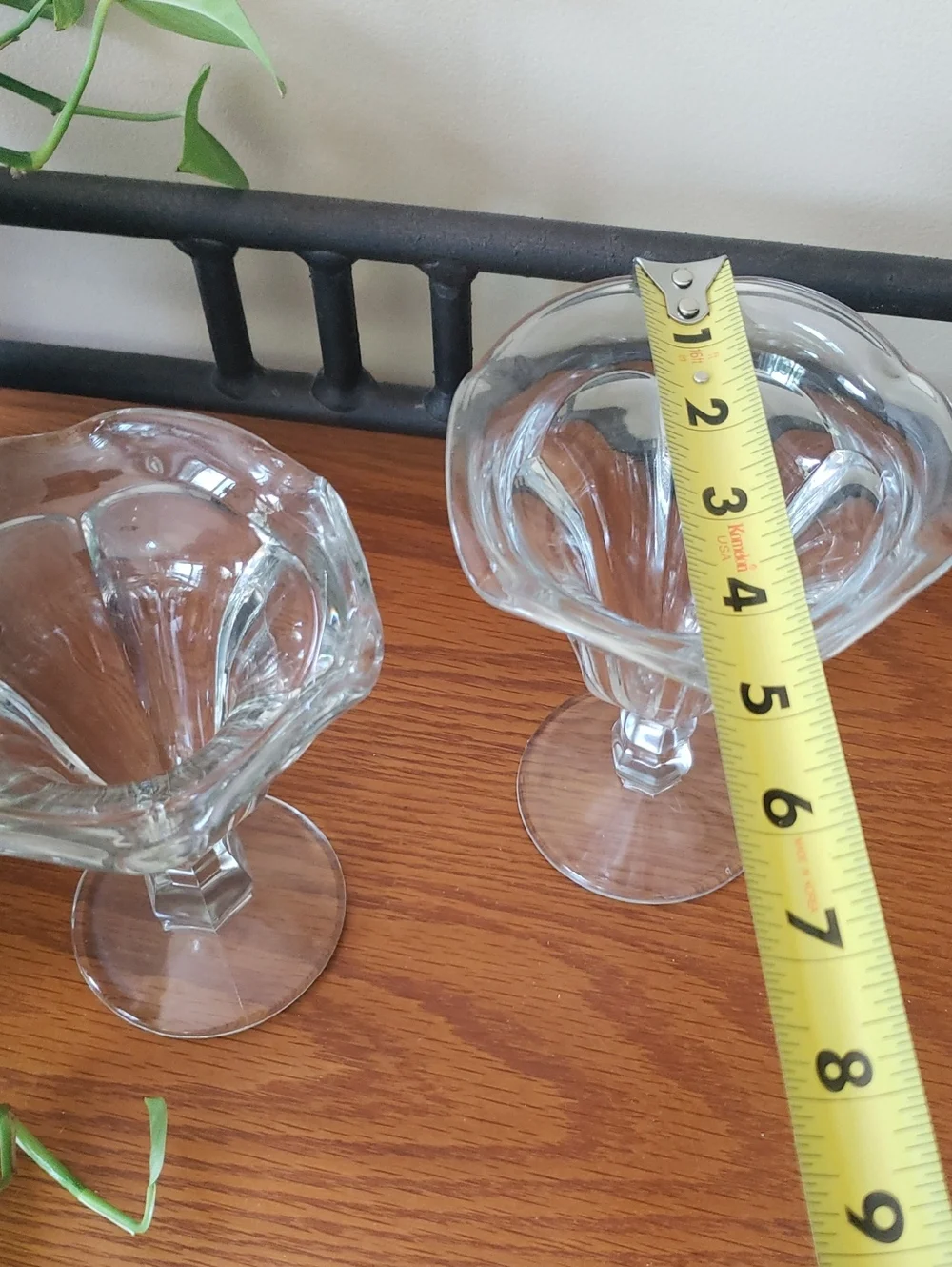 Vintage (2) Classic Clear Glass Dessert Compote Pair - Footed Sundae Cups